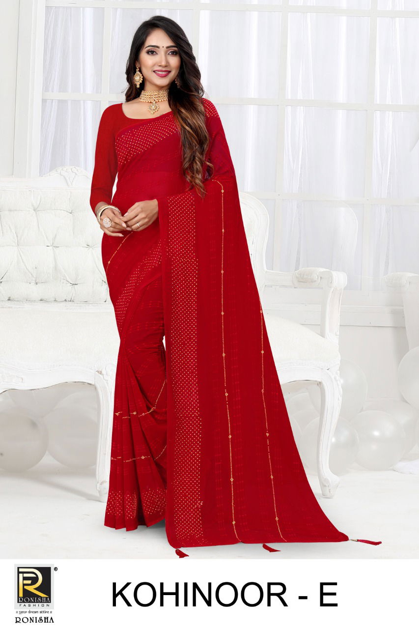 Ronisha Kohinoor Stylish Designer Fancy wear Georgette Saree Collection
